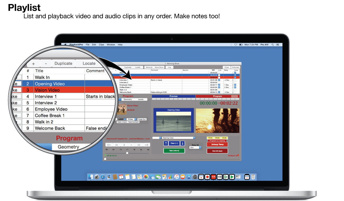 DT Videolabs Playback Pro + Macbook pro Retina