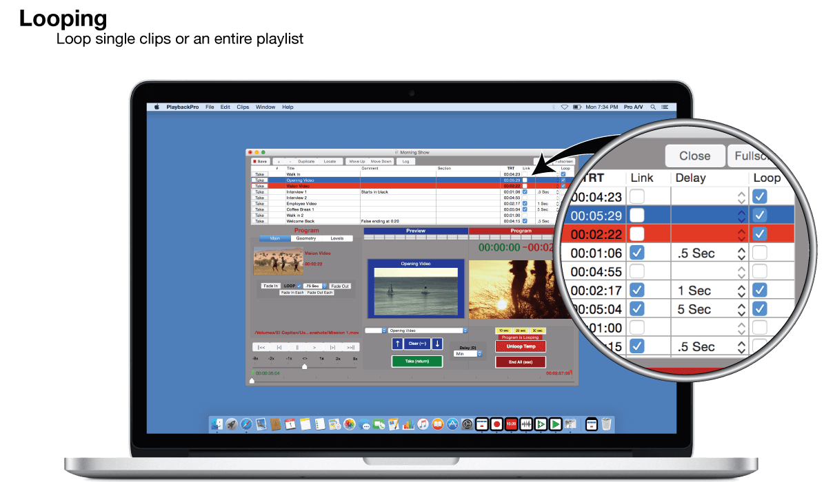 DT Videolabs Playback Pro + Macbook pro Retina